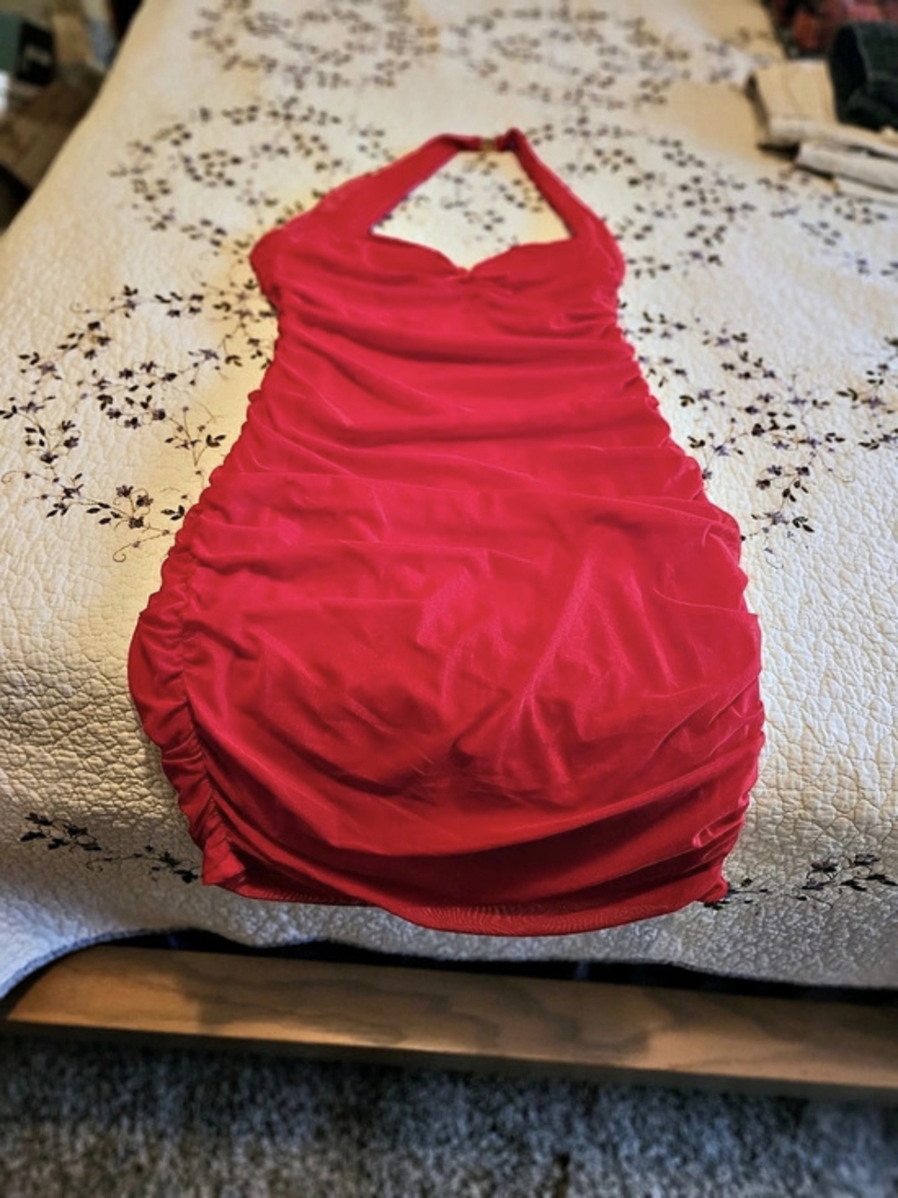 Polly Ruched Mini Dress in Pink Size Large Like New